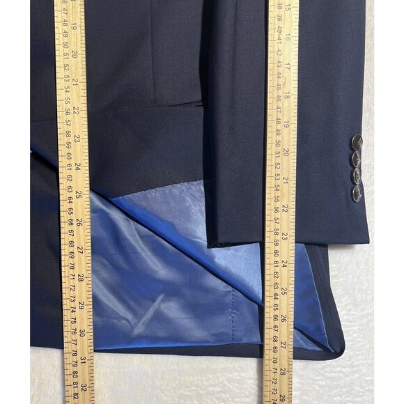 Hart Schaffner Marx 42R Basic Navy Blue Blazer Sport Coat Suit Jacket - Picture 12 of 15